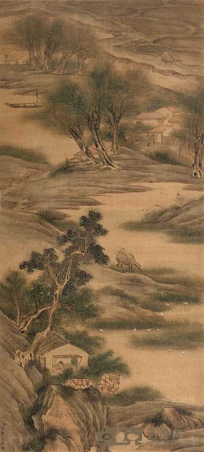 焦秉贞(款) 山水 立轴 95×43cm
